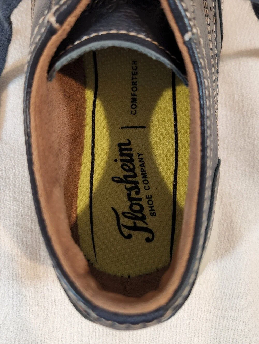 Florsheim Great Lakes Jr Wing Tip Oxford Boys Navy Blue Leather Shoes Size 12